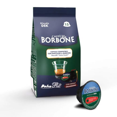 15 ks Caffè Borbone Miscela Dek kapsle kompatibilní s DOLCE GUSTO bezkofeinová